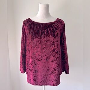 Crave Fame by Almost Famous Burgundy Velvet Scoop Neck Bell Sleeve Blouse